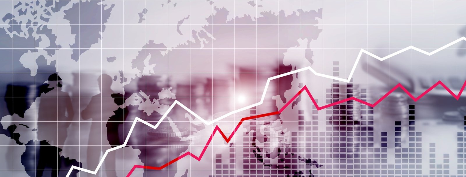 Growth charts over a world map