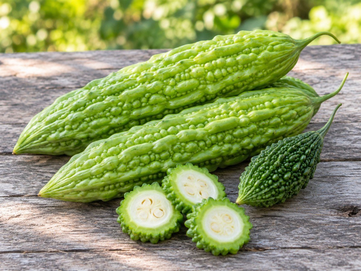 Fresh cultivated and small wild-type bitter melons